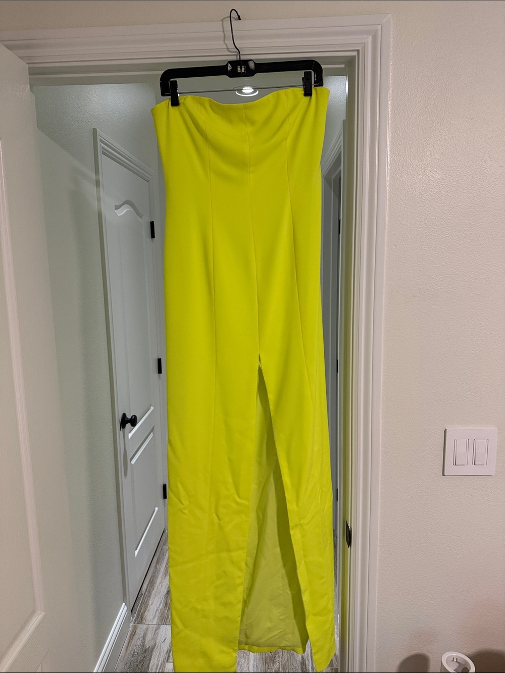 JAYGODFREY Strapless Neon Yellow Maxi Skirt with Front Slit